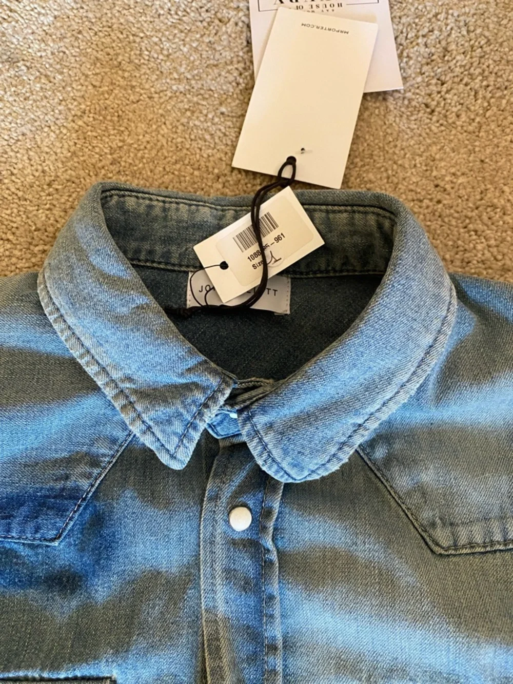 John Elliott Light Blue Denim Shirt with pearl Snaps - Picture 5 of 6